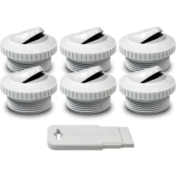 White Slotted Eyeball Inlet Jet, Standard 1-1/2" Thread, Pack Of 6 Fittings With Installation Tool