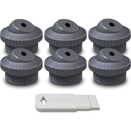 Grey 3/8" Directional Flow Eyeball Inlet Jet, Standard 1-1/2" Thread, Pack Of 6 Fittings With Installation Tool