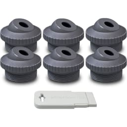 Grey 1/2" Directional Flow Eyeball Inlet Jet, Standard 1-1/2" Thread, Pack of 6 Fittings with Installation Tool