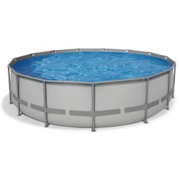 Soft Sided Frame Pool Durable and Spacious Above Ground Pool Package with Highend Pump and Filter Equipment Set, Heavy-Duty 30 Mil Liner (18' Round), Gray