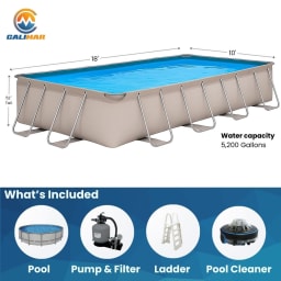 Soft Sided Frame Above Ground Swimming Pool Package, 10' x 18' Rectangle 52" Tall