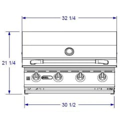 Lonestar Select 30" 4-Burner Stainless Steel Built-In Natural Gas Grill with Lights