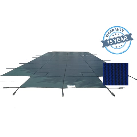 16'x32' Royal Mesh Safety Cover, Center End Step, Blue, 15 Yr. Warranty