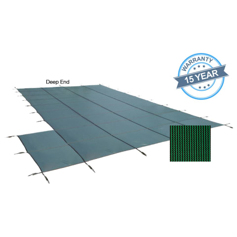 18'x36' Royal Mesh Left Step Safety Cover, Green, 15 Yr. Warranty