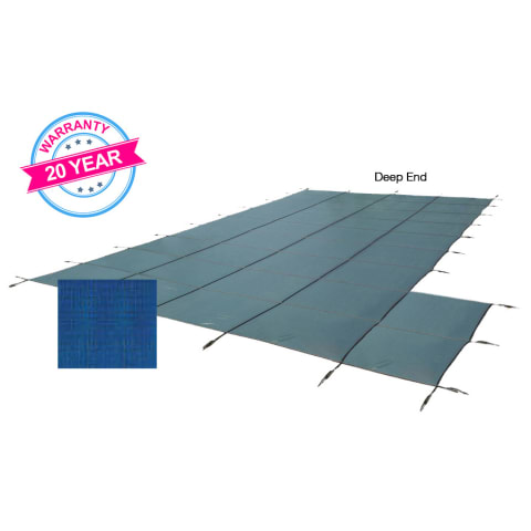 20' x 40' King Light Weight Solid, Right Step Safety Cover, Blue, 20 Yr. Warranty