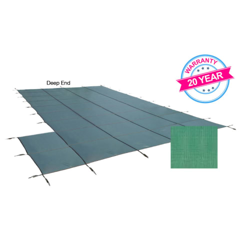 20'x44' King Light Weight Solid, Left Step Safety Cover, Green, 20 Yr. Warranty