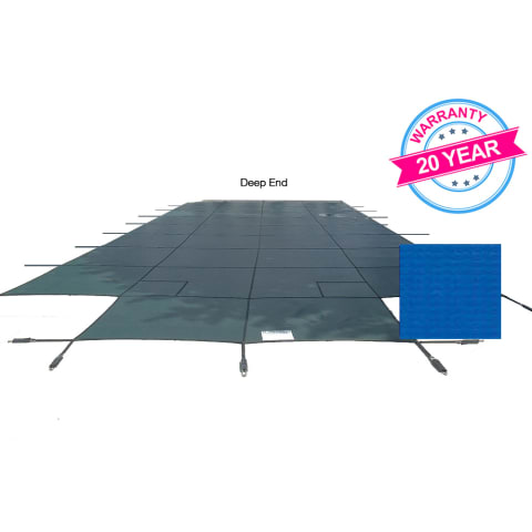 16'x36' Emperor Solid Safety Cover, Center End Step, Blue, 20 Yr. Warranty