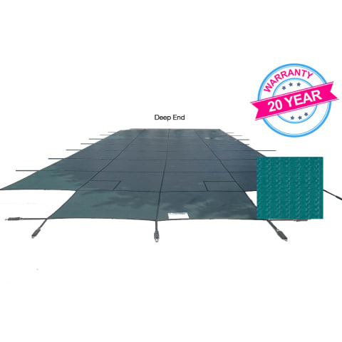 20'x44' Emperor Solid Safety Cover, Center End Step, Green, 20 Yr. Warranty