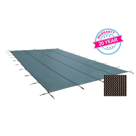 14' x 28' King99 Mesh Rectangle Safety Cover, Tan, 20 Yr. Warranty