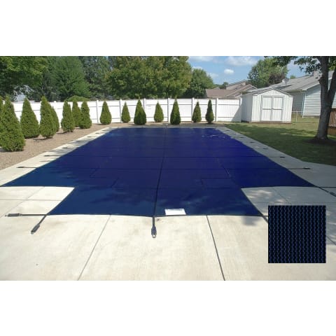 16' x 36' King99 Mesh Left Step Safety Cover, Blue, 20 Yr. Warranty