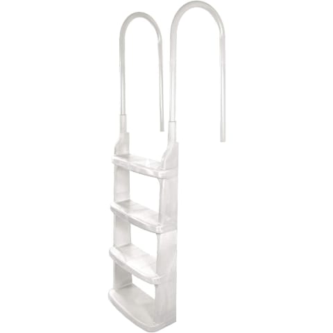 48-54" White Easy Incline In-Pool Adjustable Ladder For Above Ground Pools"