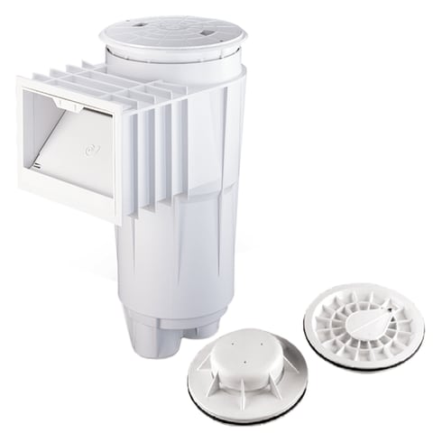 2" Bermuda Skimmer Slip Port With Float Valve Assembly PVC, White