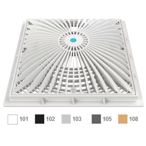 12" Square Moflow Suction Outlet Cover And Mud Frame Light Gray