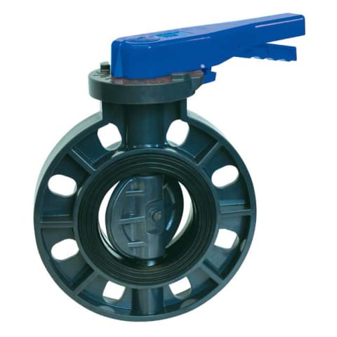 6" Pvc/Epdm Butterfly Valve With Blue Lever Handle
