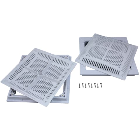 12" White Square High Flow Cover Inner and Outer Frame