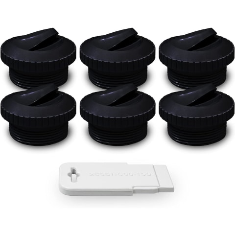 Black Slotted Eyeball Inlet Jet Kit, Standard 1-1/2" Thread, Pack of 6 Fittings with Installation Tool