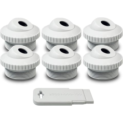 White 1/2" Directional Flow Eyeball Inlet Jet, Standard 1-1/2" Thread, Pack Of 6 Fittings With Installation Tool