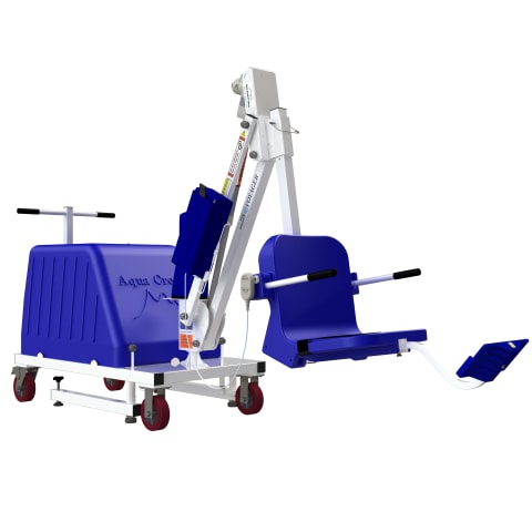 Mighty Voyager White Powder Coat With Blue Seat Portable Pool Lift, F-VGRPL