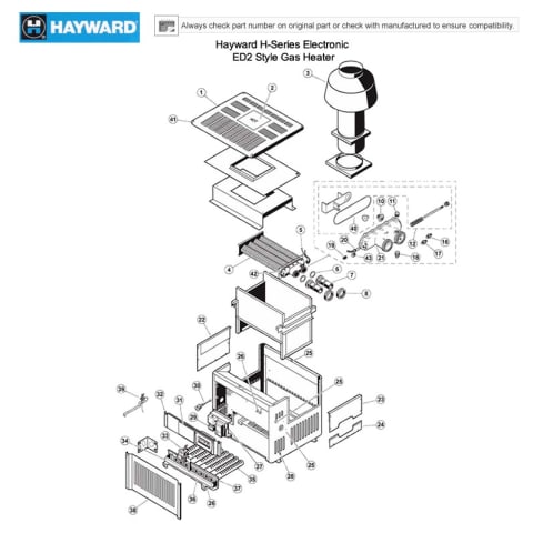Hayward ED2 Style H-Series Electronic Gas Heater Parts