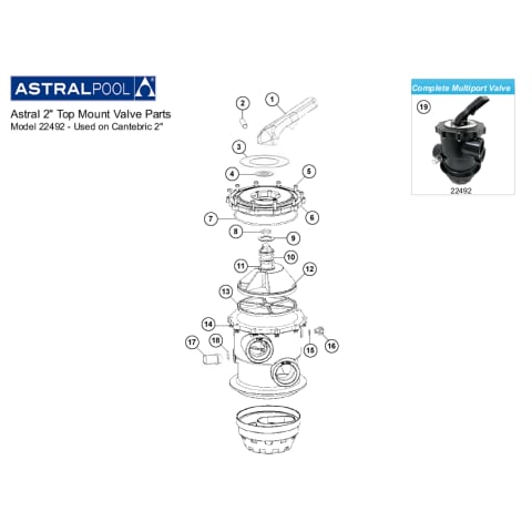 Astral 2" Top Mount Valve Parts Model 22492