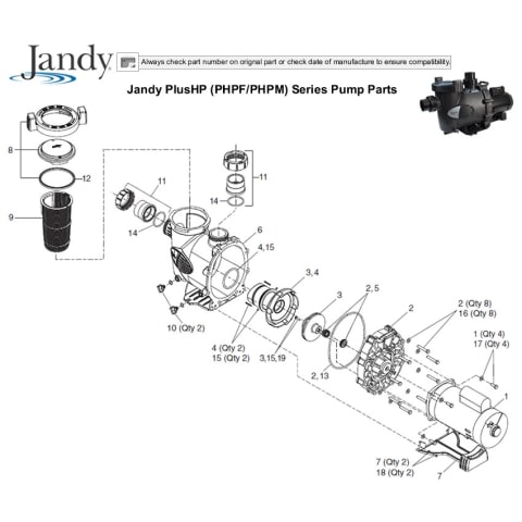 Jandy PlusHP (PHPF/PHPM) Series Pump Parts