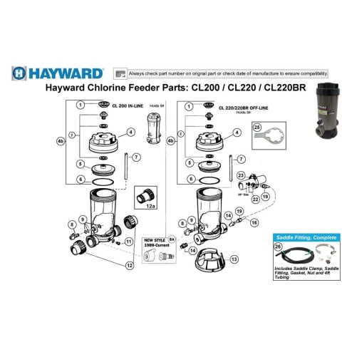 Hayward Chlorine Feeder Parts: CL200 / CL220 / CL220BR