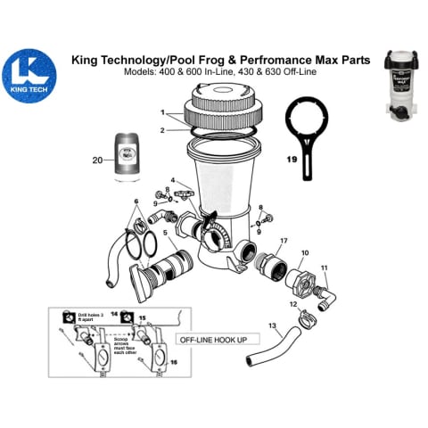 King Technology/Pool Frog & Perfromance Max Parts Models: 400 & 600 In-Line, 430 & 630 Off-Line