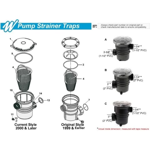 Waterway Replacement Pump Strainer Trap Parts