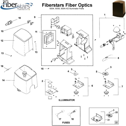 Fiberstars Fiber Optics 6004, 6008, 6004-AS Illuminator Parts