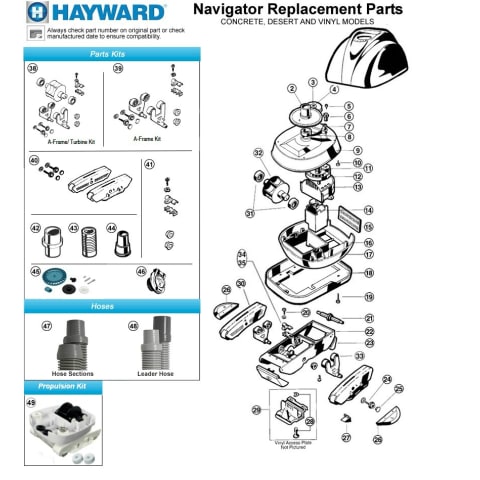 Hayward Navigator Parts Concrete, Desert & Vinyl Models