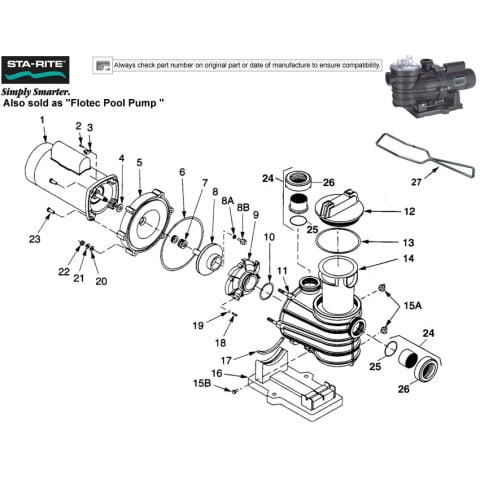 Pentair Dyna-Wave Pump Parts