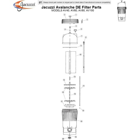 Jacuzzi Avalanche DE Filter Parts