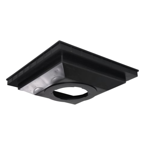 1830, 18" Black Square Low-Profile Adapter Drain, Connects To 3" To 8" Drain Pipes