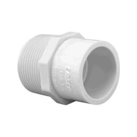 1" x 1.25" White MPT x Slip SCH40 Reducing Male Adapter