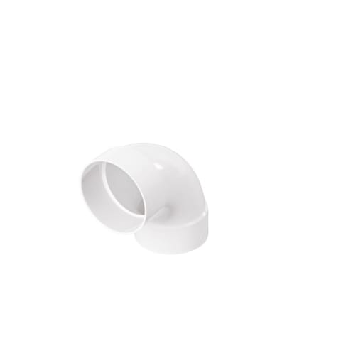 4" White Hub x Hub PVC S&D 90 Degree Long-Turn Elbow