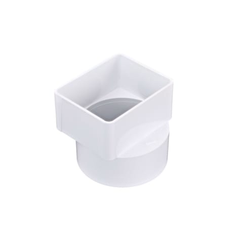 3" x 4" x 4" White S&D Hub PVC Offset Downspout Adapter