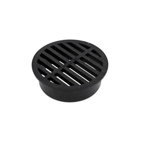 11, 4" Black Plastic Round Grate, Connects to 4" Drain Pipes and Fittings