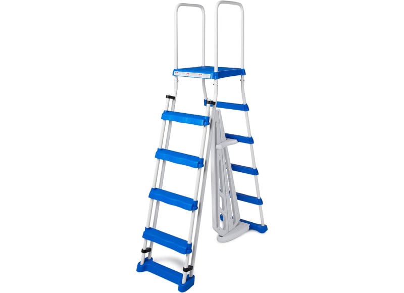 Aboveground Pool Entry Ladder with Safety Barrier