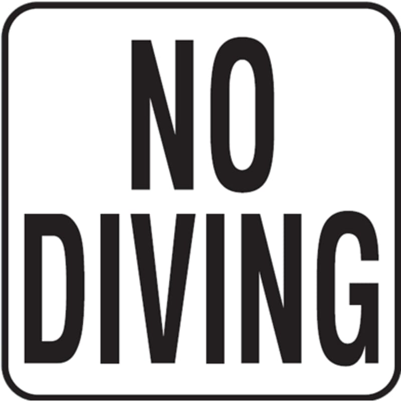 NO DIVING 6x6 Stick-On, 2" Letters, Vinyl