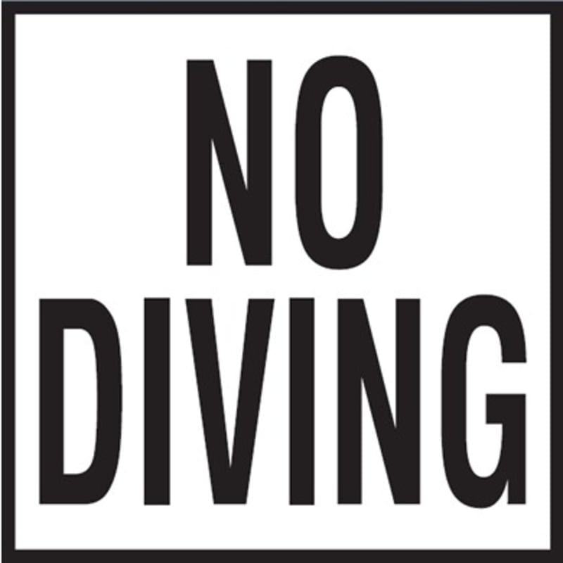 NO DIVING 6x6 Tile, 2" Numbers, Non-Skid (Deck), Depth Marker