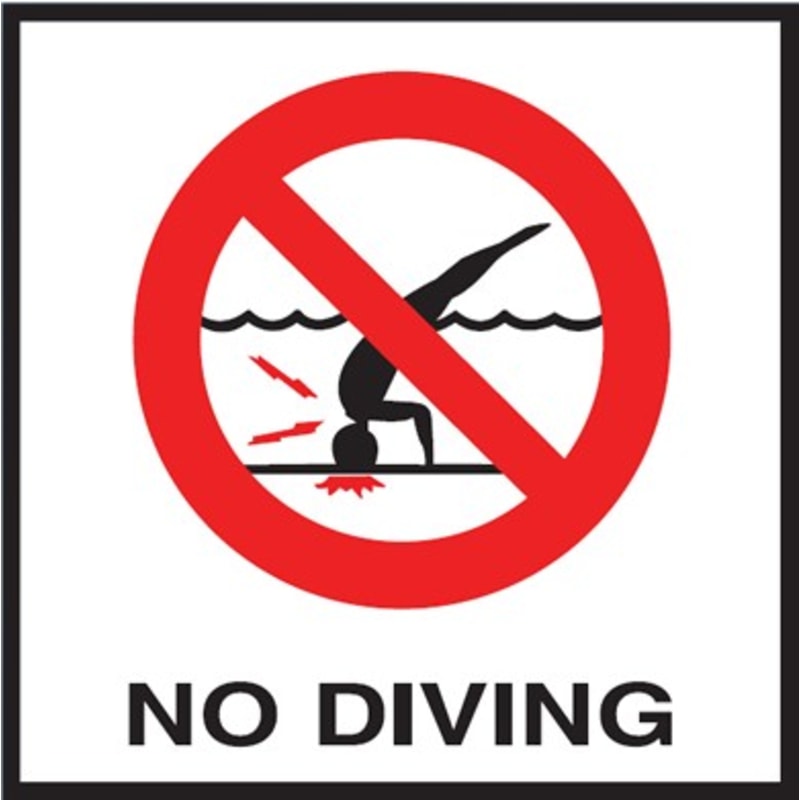 NO DIVING 6x6 Tile with Image, Smooth (Waterline)