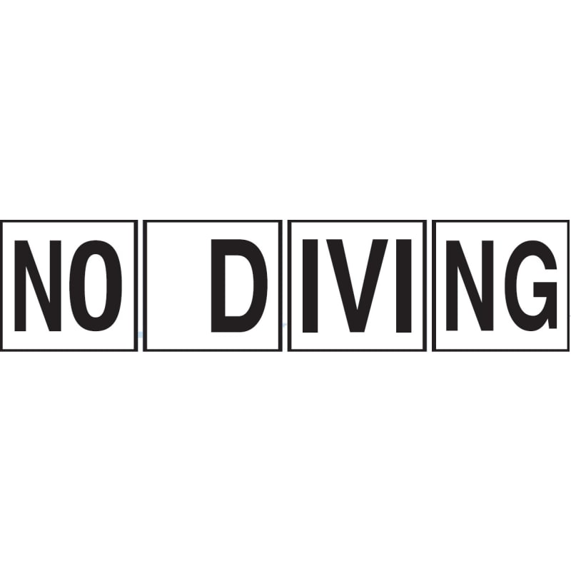 NO DIVING 6x24 Tile, 4" Letters, Non-Skid (Deck)