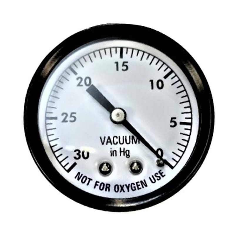 2" Steel Vacuum Gauge, 0-30 psi, 1/4" Back Mount