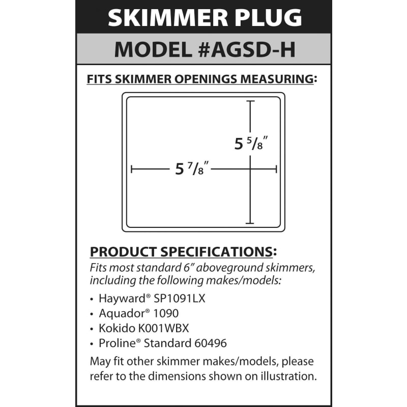 Skimmer Plug - 5-5/8" Max Height