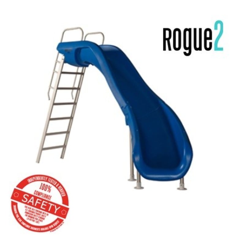 Rogue2 Pool Slide - Blue, Right Curve