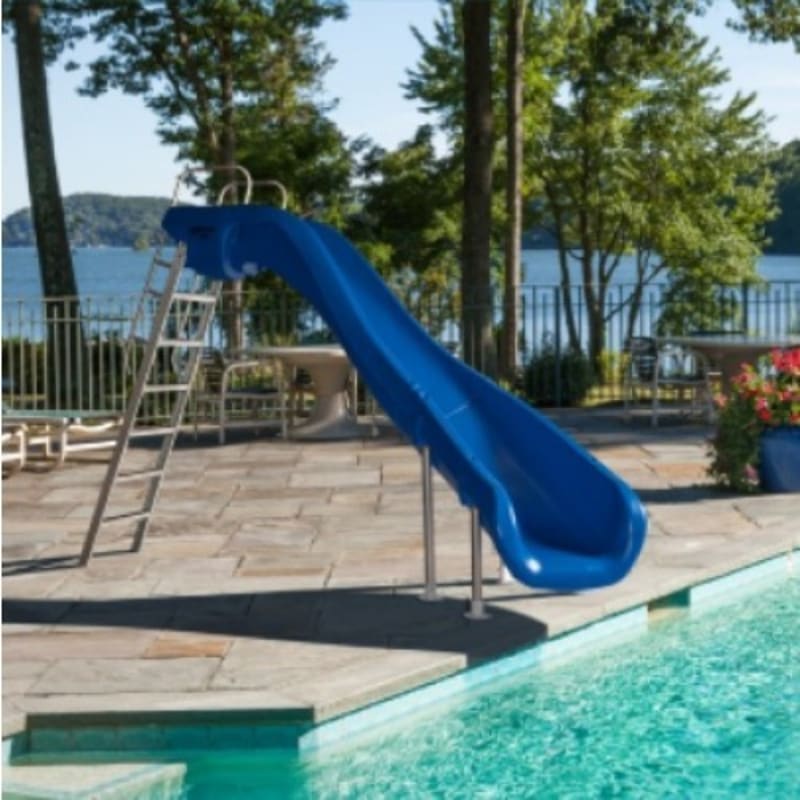 Rogue2 Pool Slide - Blue, Left Curve