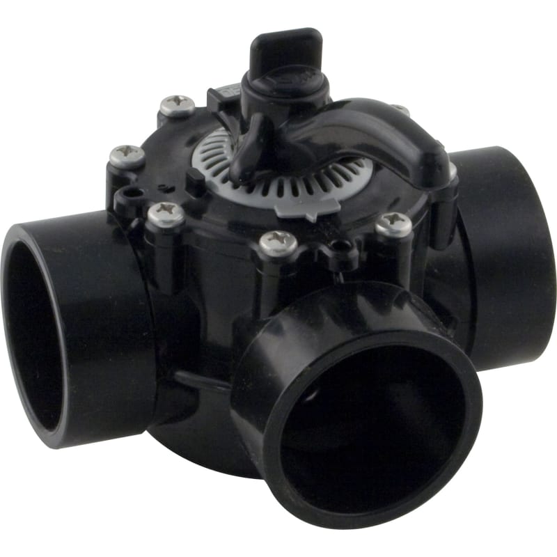 3-Way Diverter Valve, 2" S x 2.5" SPGT, Black CPVC