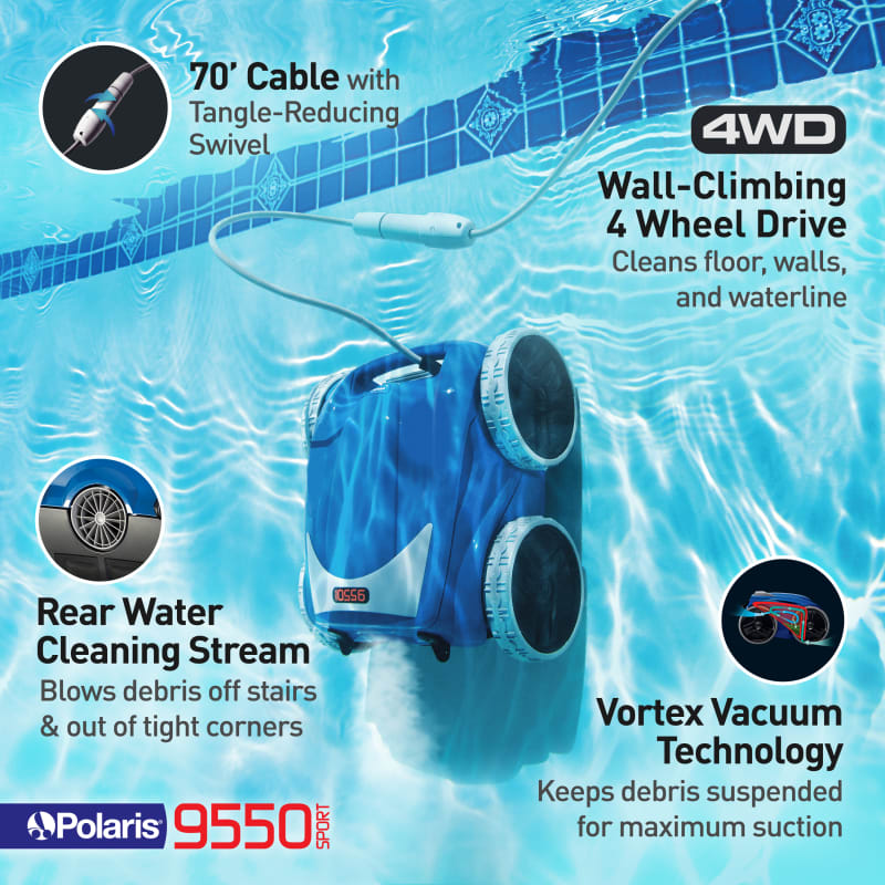 9550 4WD Sport Robotic Pool Cleaner with Remote
