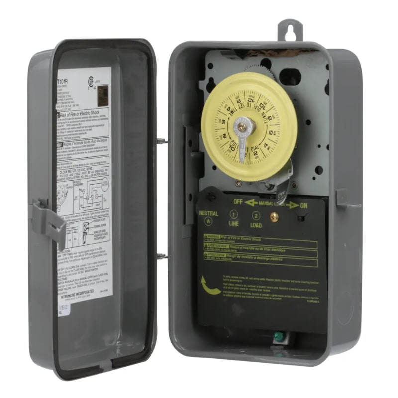 24-Hour Mechanical Time Switch, 120 VAC, 60Hz, SPST, Indoor/Outdoor Metal Enclosure, 1 Hour Interval