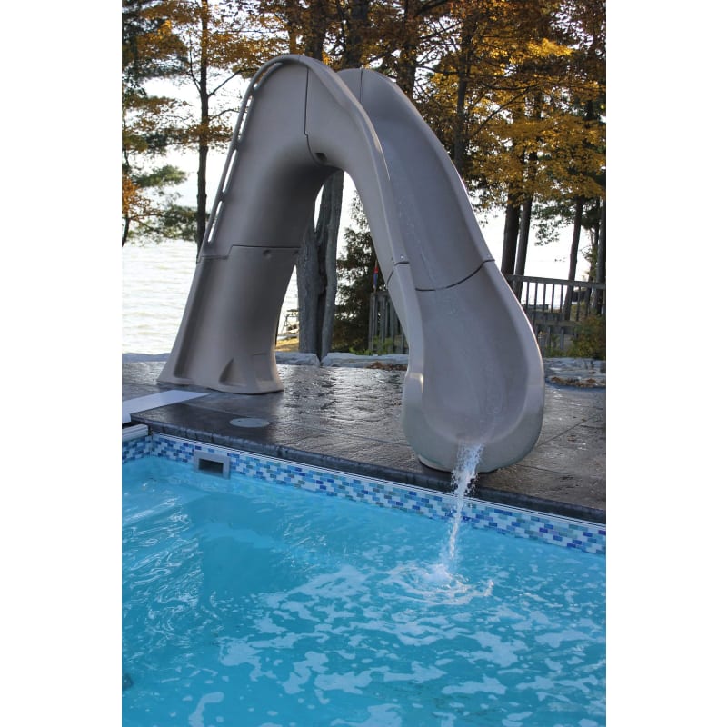 Tidal Wave Pool Slide, Gray Granite, Right Turn